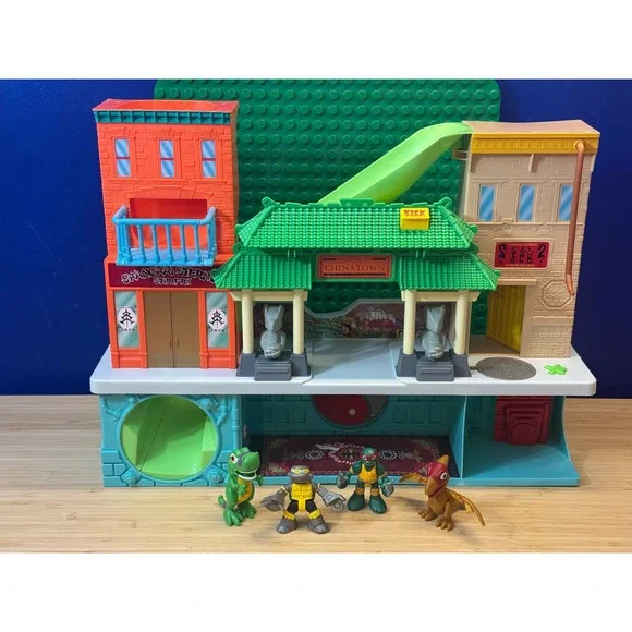 TMNT Half-Shell Heroes Chinatown Playset with Raphael and Dinosaur Figures