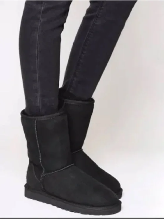UGG Classic Short Black Suede Winter Boots - Women's