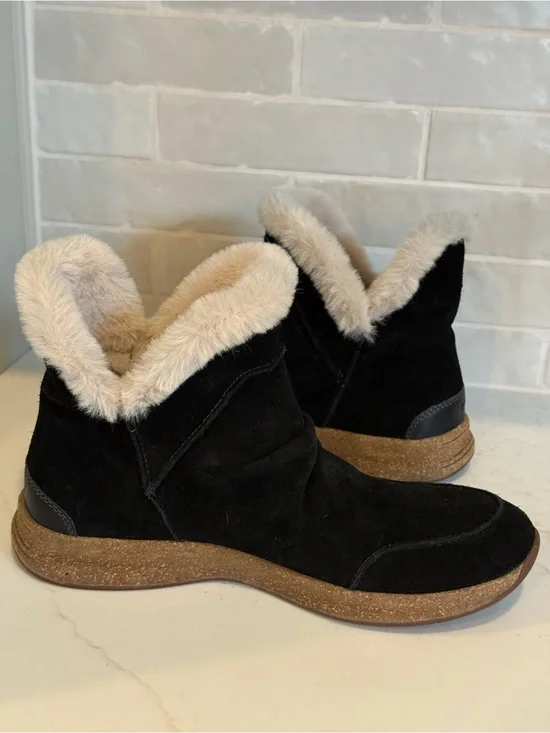 Taos Future Black Leather Suede Faux Fur Mid Boots Women's Size 10
