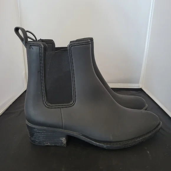 Jeffrey Campbell Havana Last Black Rubber Shoes Rain Boots Women's 9 Chelsea