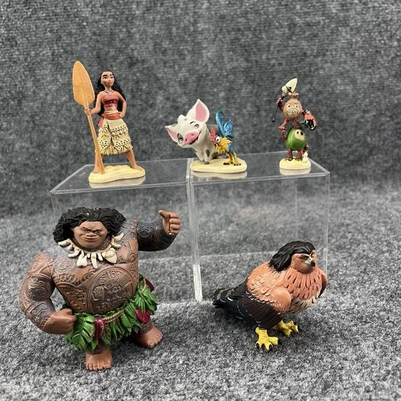 Disney Moana Figure Playset 5 Piece Set - Cake Toppers Maui Heihei Pua Kakamora