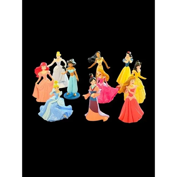 10 Disney Princess Pvc Figures Toy Cake Topper Lot Pocahontas Jasmine Mulan +