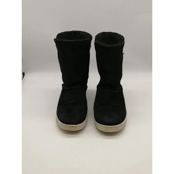 Bearpaw Boots Womens Delaney Black 7 Cow Suede Winter Shoe Lined Warm 2393W