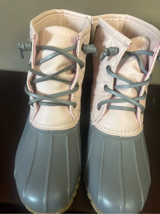 Nautica Pink and Gray Waterproof Duck Boots