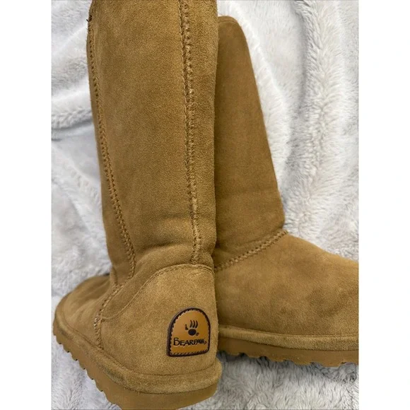 Bear Paw Tall Boots Size 8 Brown Suede Treated With Weather Proof