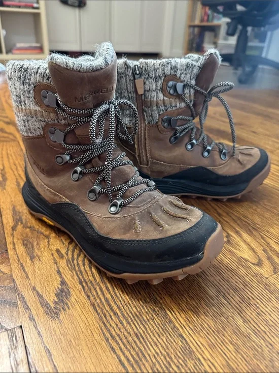 Merrell Siren 4 Thermo Waterproof Winter Boots Vibram Zip Leather Women’s 8
