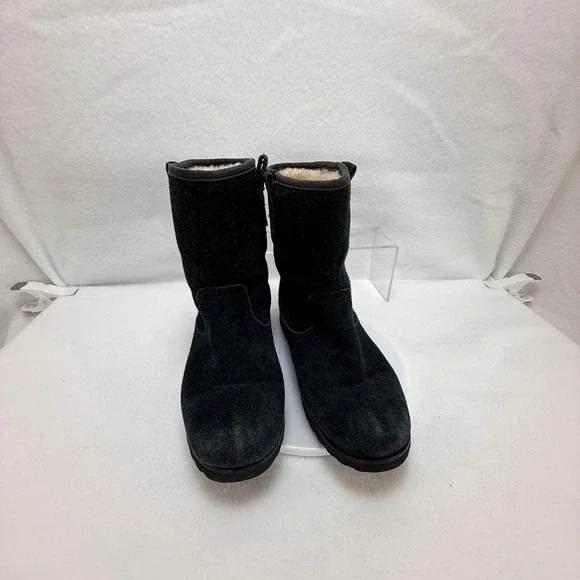 UGG Suede Mid Calf Boots Women 5 Black Cozy Minimalist Classic‎ Shearling Hygge