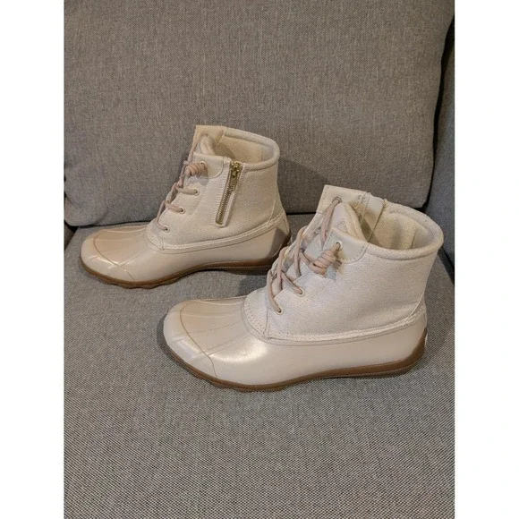 Sperry Top Sider Duck Boots Cream‎ Waterproof Women's Size 9.5 M