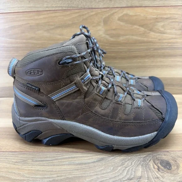 KEEN Targhee II Dry Mid Boots Womens 8 Brown Leather Waterproof Hiking Outdoor