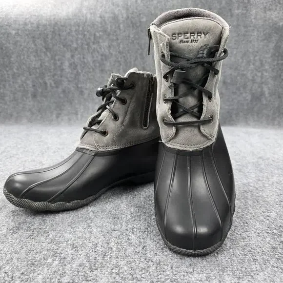 Sperry Boots Womens 8.5 Gray Duck Ankle Zip Snow Winter Water Resistant STS81732