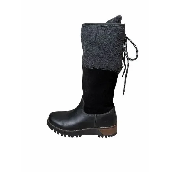 Boss‎ & Co Tall Boots Ginger Wool Shearling Waterproof Black Gray size 39 US