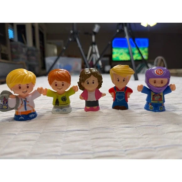 Fisher-Price Little People Lot of 5 Figures Race Car Driver Overalls Backpack