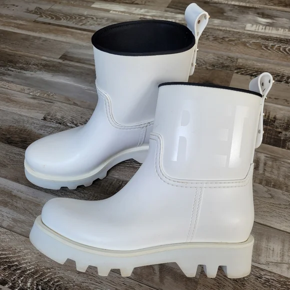 (RED) Valentino Wellington White Rain Boots Size 37