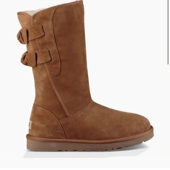 UGG‎ Women’s Allegra ll Tall Suede Chestnut Boots Size 9 Sheepskin Shearling
