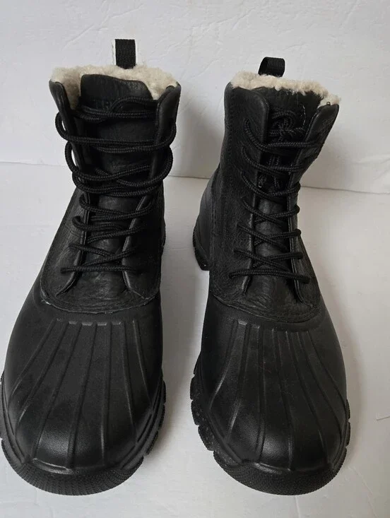 Lace Up High Top Black Leather Sperry Duck Boots M8.5, W10.5 NWOT