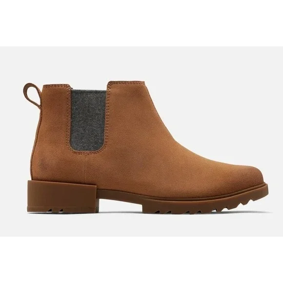 SOREL® Women's 6.5 EMELIE™ II Chelsea Waterproof Bootie in Dark‎ Moss/Gum - $140