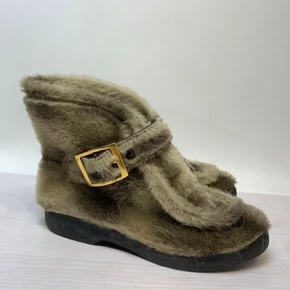 Vintage 70s Converse Stormgards Boots Womens 7 Winter Fur‎ Chukka Sherpa Beige