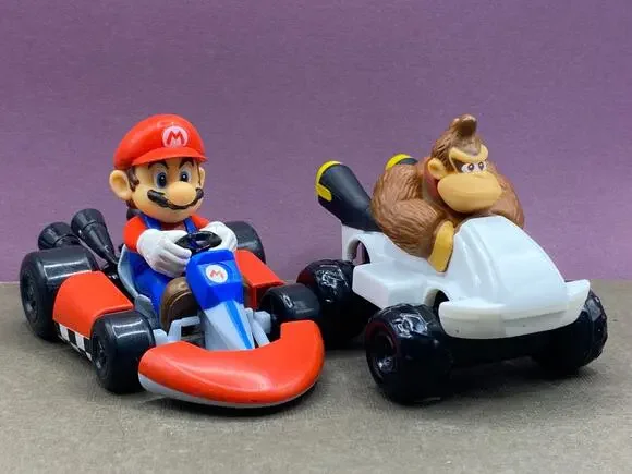 2 Nintendo Super Mario Bros Mario Go Kart Cake Toppers Bakery Plastic Cars -Read