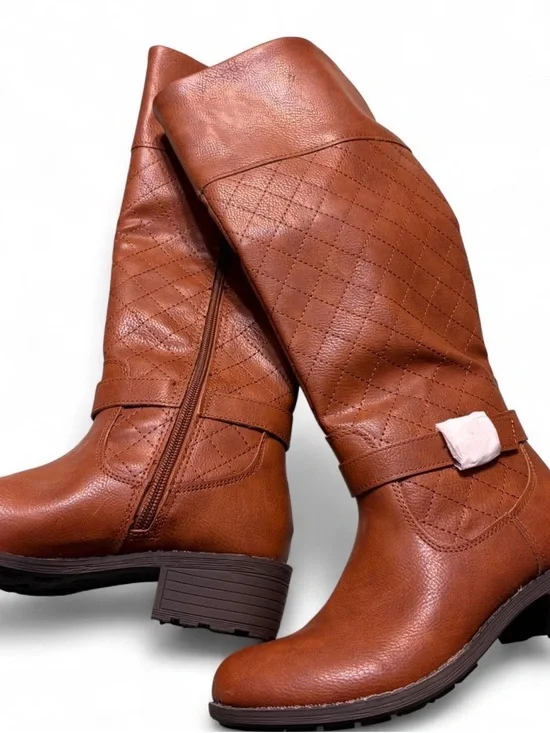 St. John's Bay Quilted Knee-High Riding Boots in Cognac