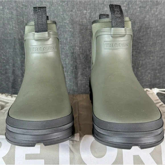 Zara x Tretorn Lluvia Neopreno Rain Ankle Boots Khaki Green W Size US 5.5 Eur 38