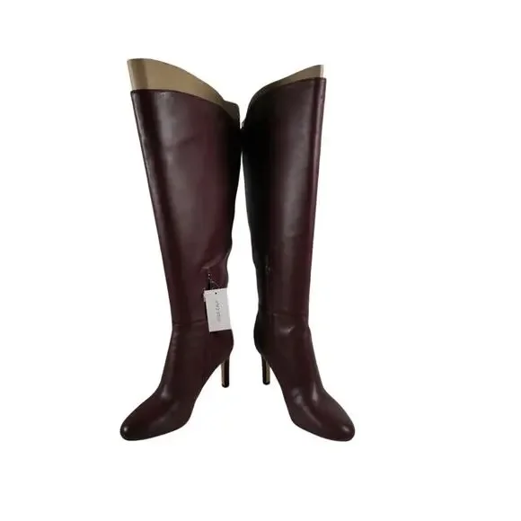 Nine West Sancha Burgundy Glove-Tanned Leather Boots 8 NIB