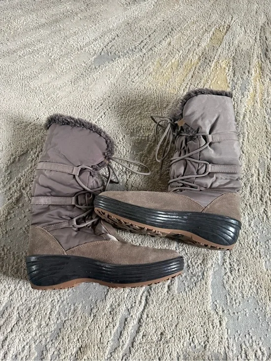 Pajar Celine Boots Winter Snow Boot gray lace up waterproof suede 39 / 8