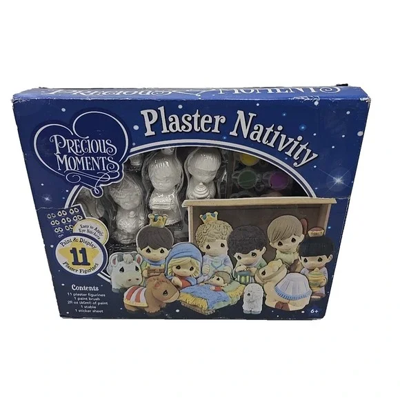 Precious‎ Moments Plaster Nativity Paintable Figurines 11 Pieces Paint Christmas