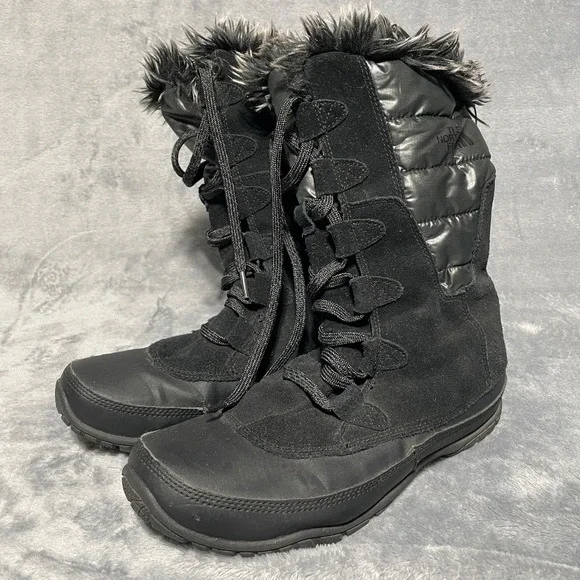 The North Face Shellista Lace Luxe Black Waterproof Winter Boots Womens 9 A0Z3