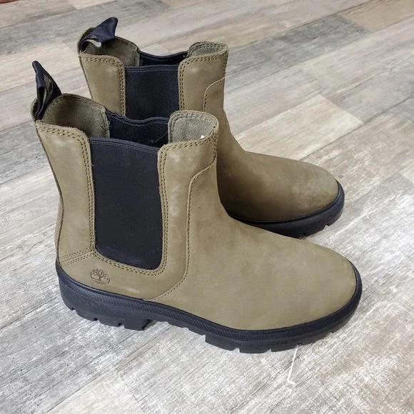 Timberland Cortina Valley Chelsea Boots Womens Sz 7.5 Olive Green NEW‎