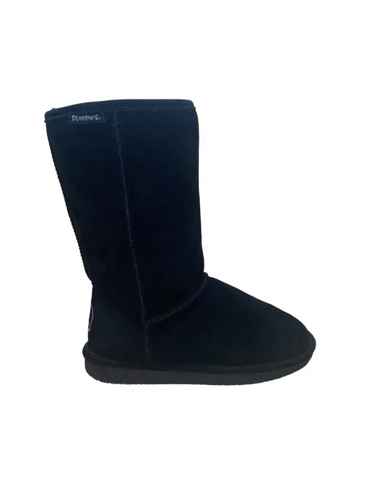 Bearpaw Women Black Suede Sheepskin Wool Blend Lining Emma Winter Boots Size 7