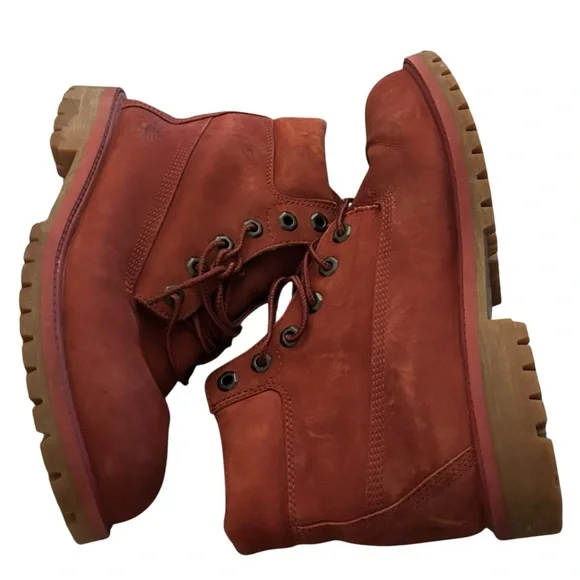 Timberland Women's 6” Premium BURGUNDY Nubuck leather work boot size 7