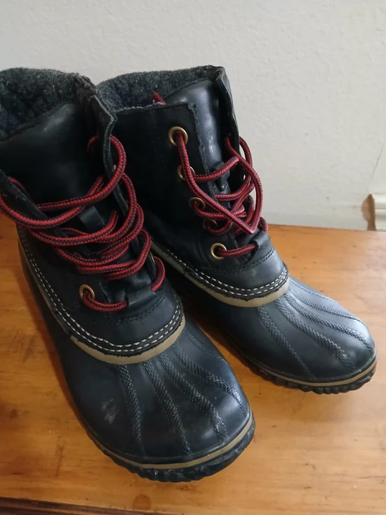 Sorel Slimpack II Duck Boots Womens 7 Black Leather Waterproof Snow Winter Ski