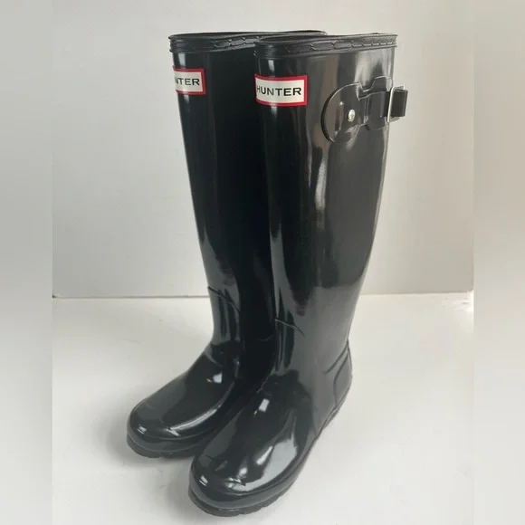 Hunter Women's Original Tall black Gloss Rain Boots size 5