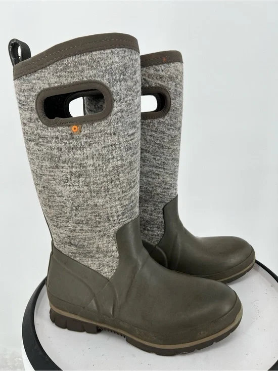 Bogs‎ Olive Green and Heather Gray Tall Knit Waterproof Boots