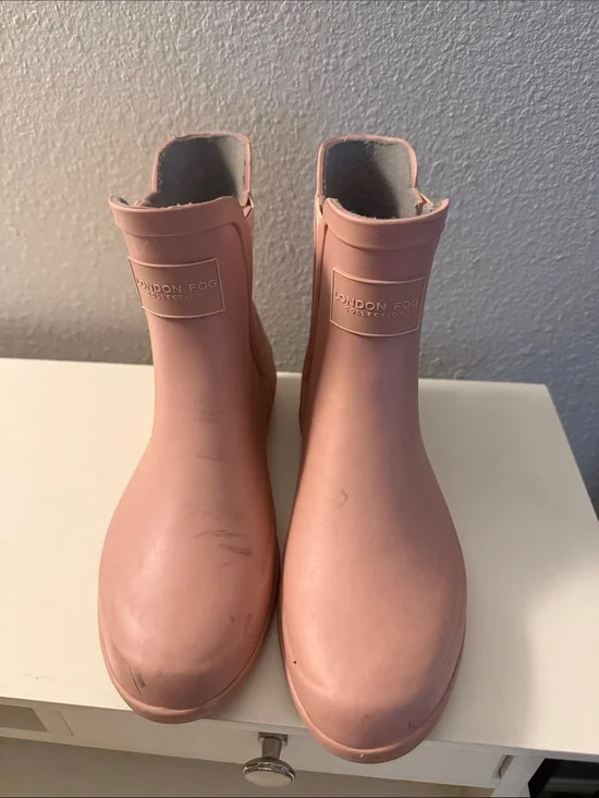 London Fog Blush Pink Women's Ankle Rain Boots
