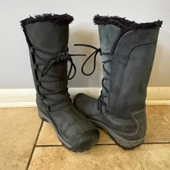 Keen Brighton Tall Winter Boots Womens 7 Gray Waterproof Fur Lined Snow Boots