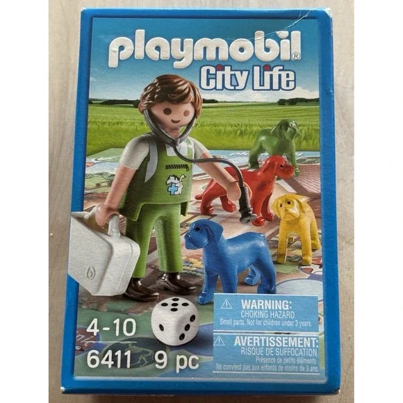 Playmobil City Life  #6411 Vet  & 4 Dogs Dice Sealed NIB 2014 Figures