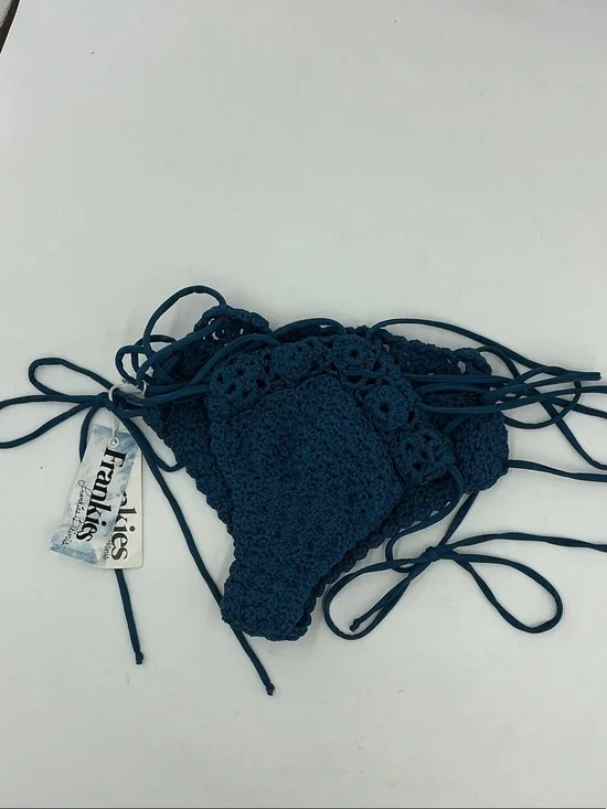 Frankie's Bikinis Crocheted Cheeky Bikini Bottom Jessie Deep Sea Blue Women's S