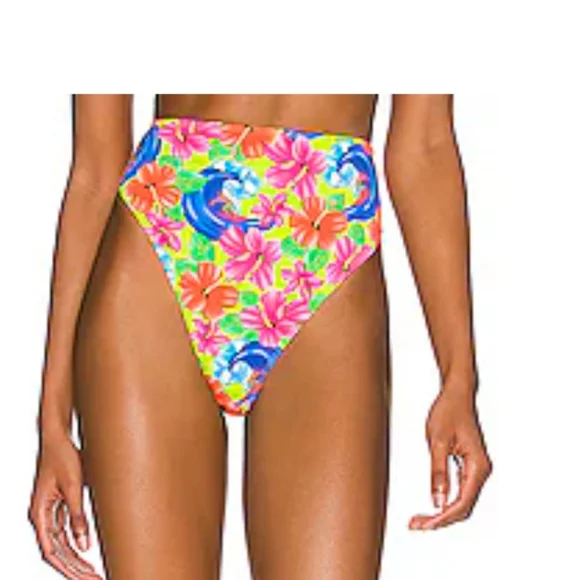 Frankies Bikinis Neon Surfer High Waisted Bikini Bottom