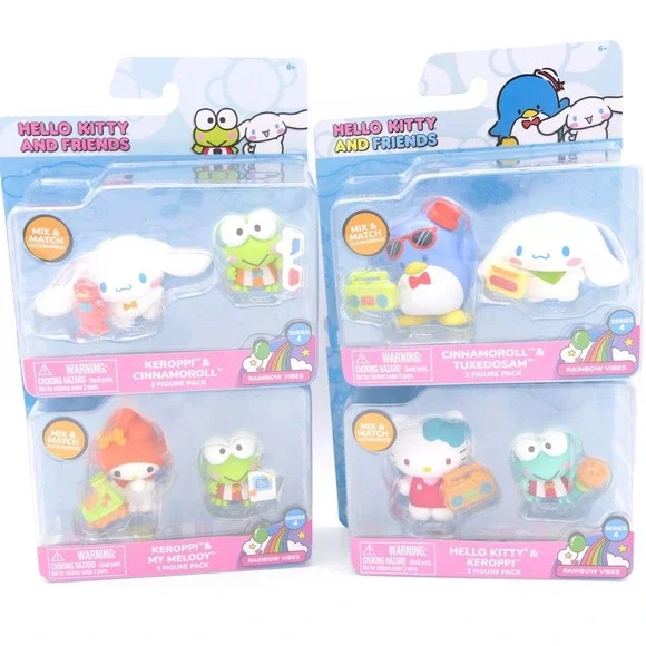 Hello Kitty and Friends Series 4 Rainbow Vibes 4 Sets of 2 Mini Figures in Packs