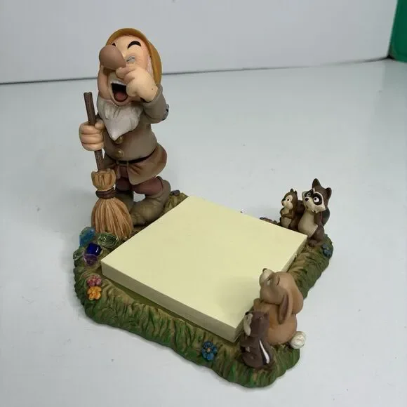 Disney Snow White & the 7 Dwarfs Desk Set Sneezy Paper Post It Note Holder 1999