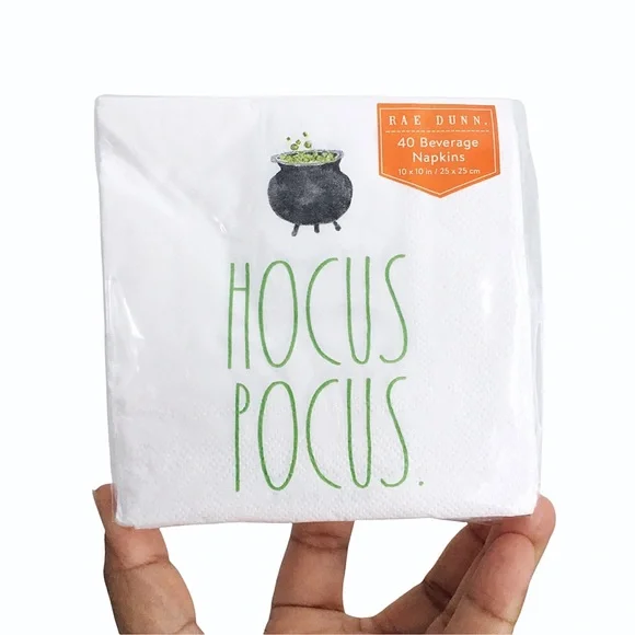 Rae Dunn HOCUS POCUS Cauldron Halloween Beverage Napkins