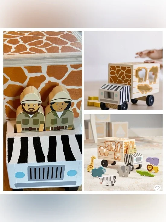 Melissa & Doug Safari Animal Rescue Truck- Shape-Sorting -7 animals, 2 workers