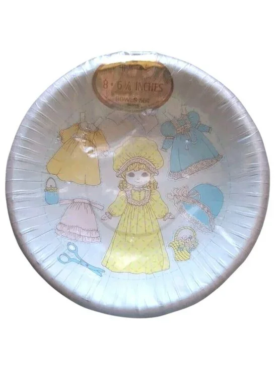 Hallmark Paper Doll 8 Party Bowls Vintage 6 1/8