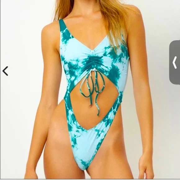 Frankie's Bikinis Teal & Light Blue Tie-Dye One-Piece Swimsuit