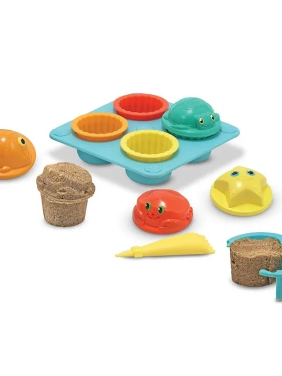 Kids Sea Creature Sand Mold Cupcake Play Set - Blue, Yellow, Red, Orange, Green