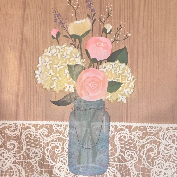 Creative Converting Floral Mason Jar Plastic Table Cover 54x102‎ inch disposable