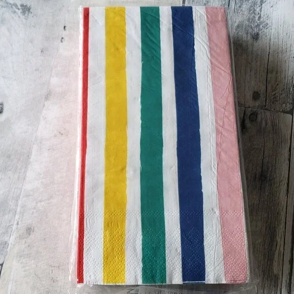 NWT - CBE 32CT 3- PLY Guest Striped Napkins Hand Towels 4.
