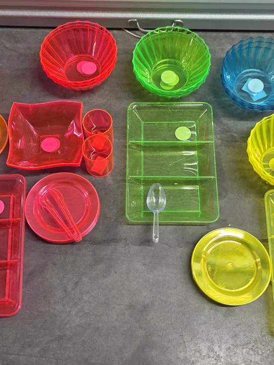 Neon Assorted Plastic Party Serveware Set - Multicolor