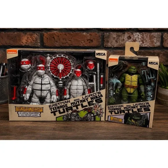NECA TMNT Eastman Laird First Turtles B&W 2-Pack Old Man Raphael Lot